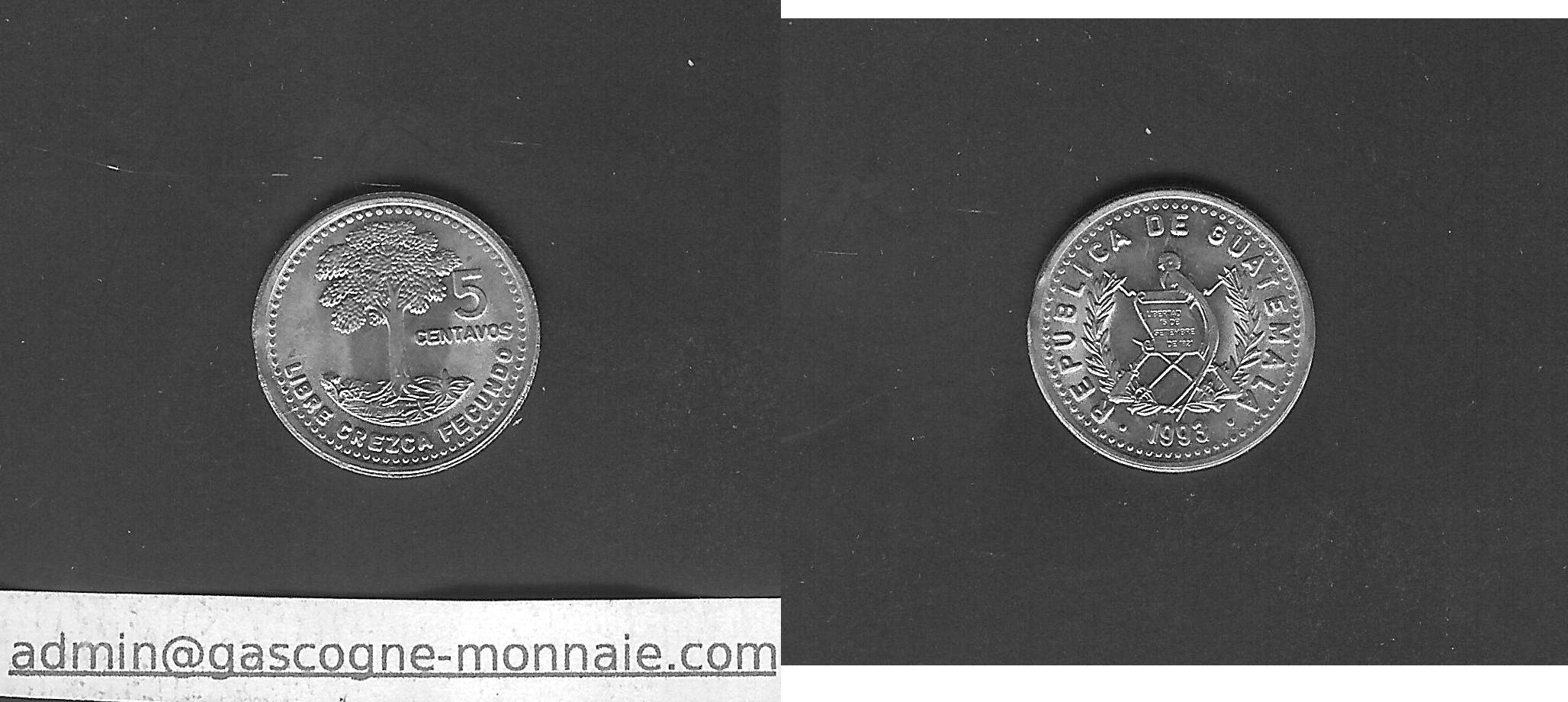 Guatemala 5 centavos 1993 BU